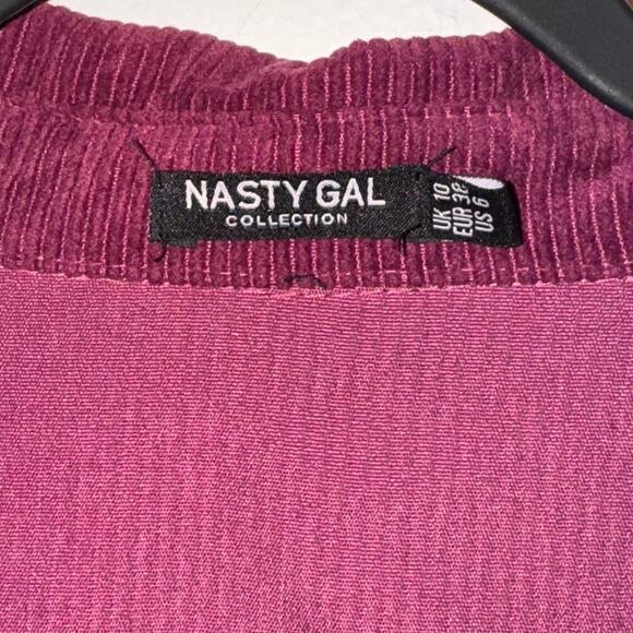 Nasty Gal Corduroy Shacket - Burgundy Oversized Button-Up Jacket - Picture 4 of 6